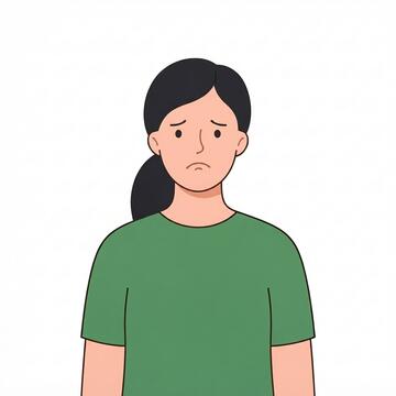 A woman looking unhappy.
