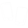 a drawing of 2 white mobile phones on a transparent background