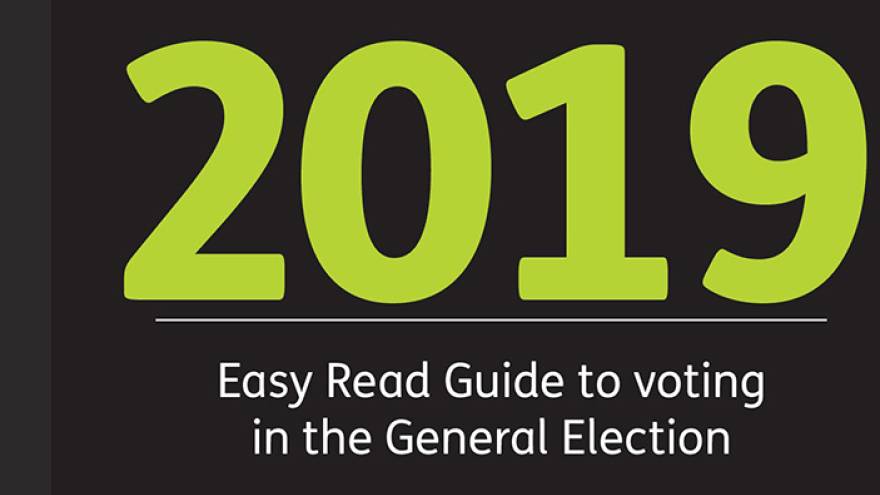 Text reading 2019 easy read guide to voting in the general election.