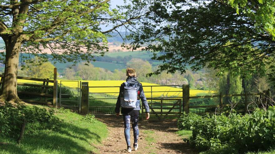 a hiker walking the Cotswold Way