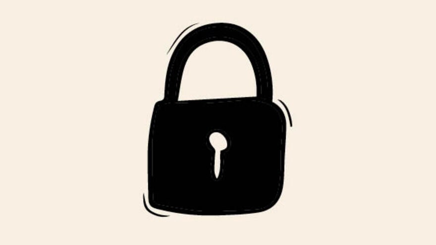 A drawing of a locked padlock