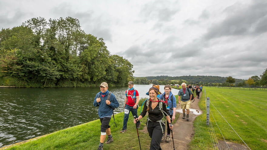 Participants walking on the challenge