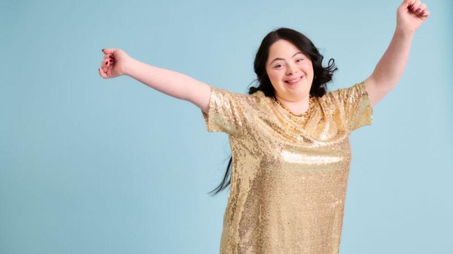 Ellie modelling Mencap retail shop clothing