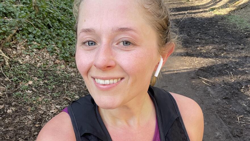 Mencap runner with pink running vest