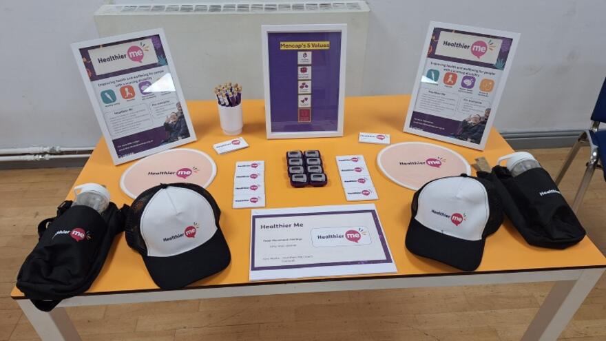 Healthier me merchandise including hats and certificates
