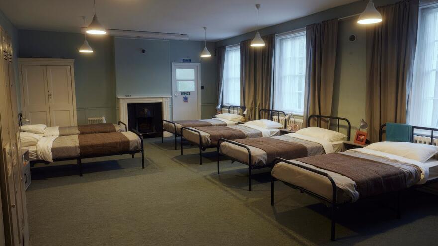 Channel 4's The Experiment showing a room of hospital beds