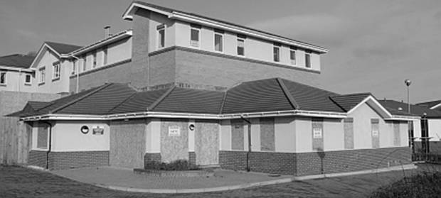 Black and white photograph of care facility building, Winterbourne View.