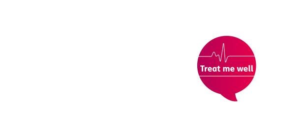 Pink speech bubble with text reading "Treat me well", on white background.