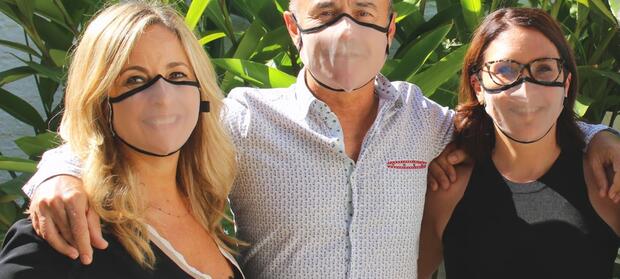 Three people wearing Xula facemasks