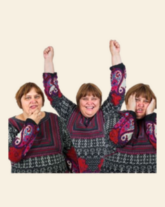A woman showing three different emotions. Happy, thoughtful and frightened.
