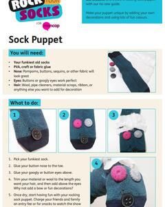 A leaflet to show you how to make a sock puppet using an old sock and buttons for the eyes
