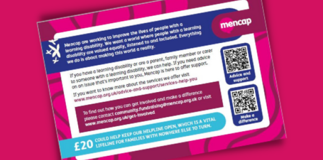 Image of the front of the About Mencap postcard