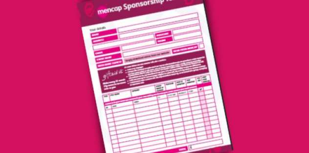 Image of the Mencap sponsorship form