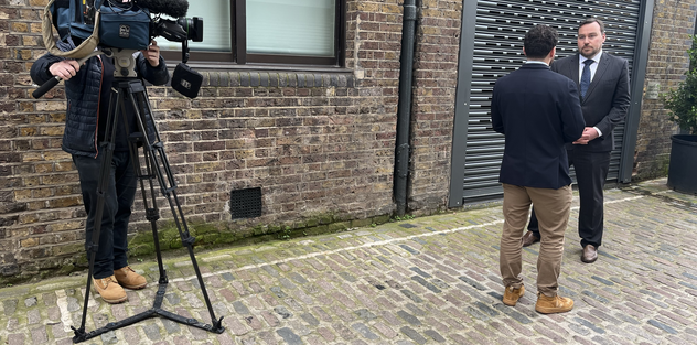 Dan Scorer gets interviewed by ITV