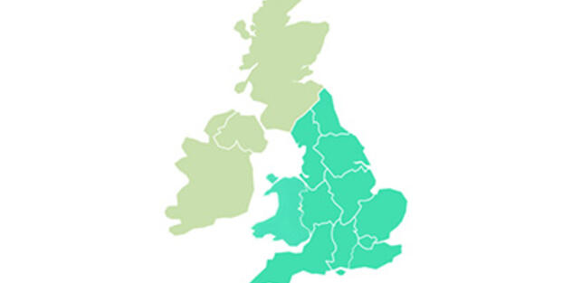 A map of the UK showing England and Wales