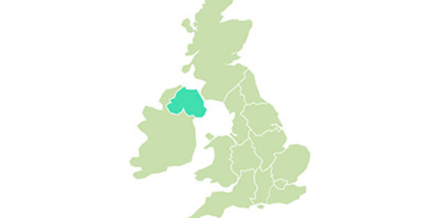 A map of the UK showing Northern Ireland